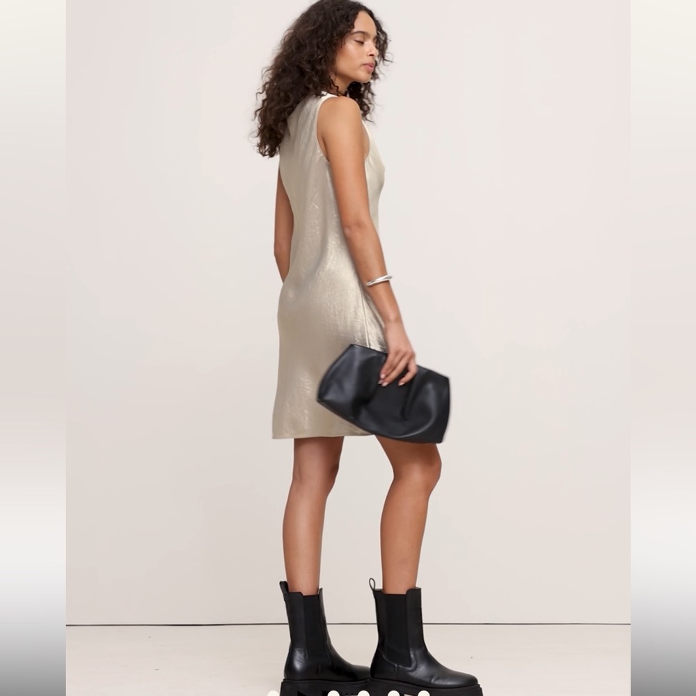 Crinkle Satin Shift Dress